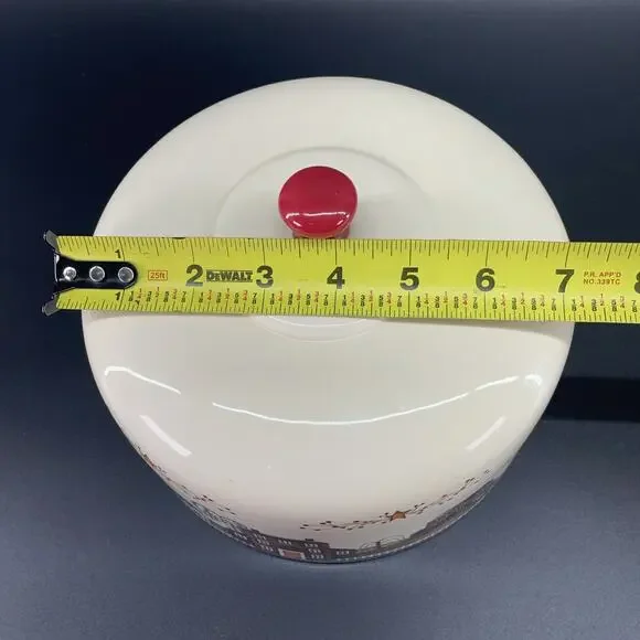 Vintage 8” Ceramic Dome Cake Cheese Plate Cover Country Farm Fence Willow Star - Picture 3 of 6